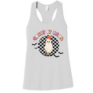 Creep It Real Ghost Halloween Sweating Sucks Skeleton  Women's Racerback Tank