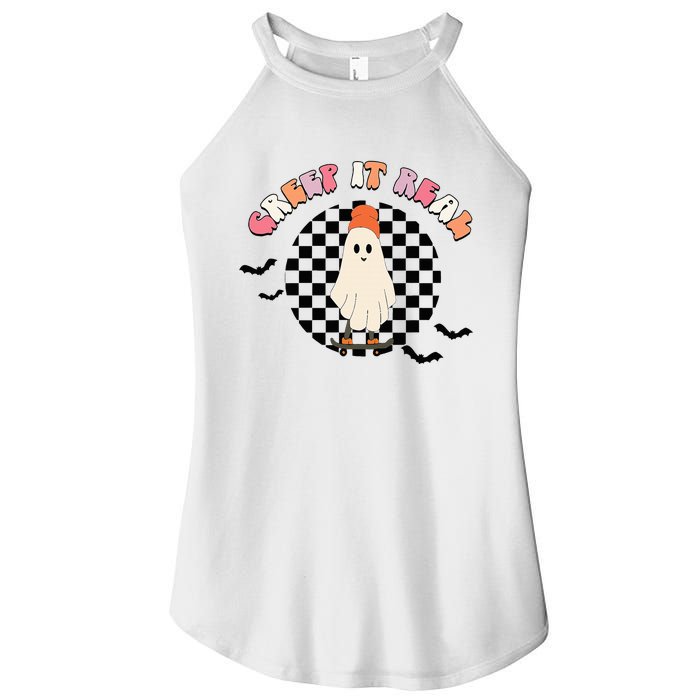 Creep It Real Ghost Halloween Sweating Sucks Skeleton  Women's Perfect Tri Rocker Tank