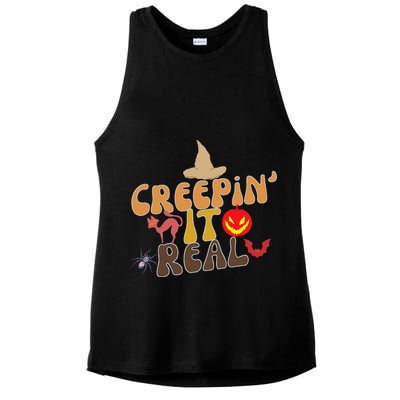 Creepin It Real Spooky Halloween Design Ladies PosiCharge Tri-Blend Wicking Tank