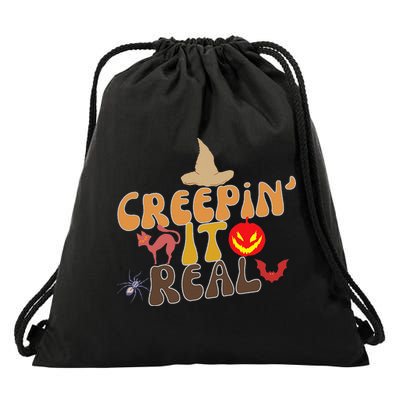 Creepin It Real Spooky Halloween Design Drawstring Bag