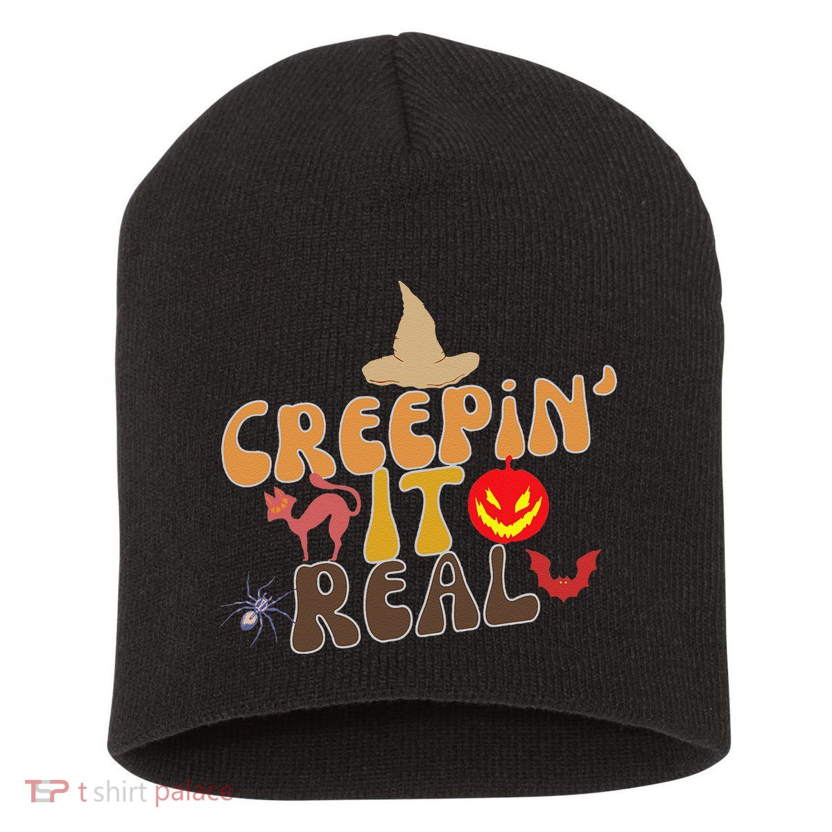 Creepin It Real Spooky Halloween Design Short Acrylic Beanie