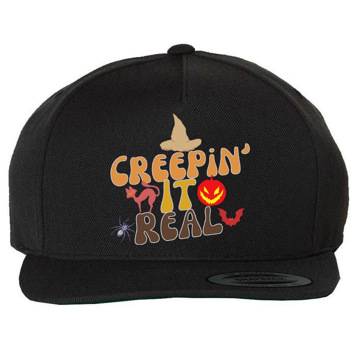 Creepin It Real Spooky Halloween Design Wool Snapback Cap