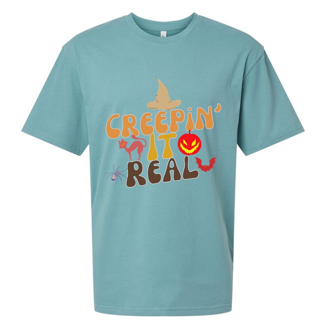 Creepin It Real Spooky Halloween Design Sueded Cloud Jersey T-Shirt