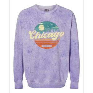 Chicago Illinois Retro Skyline Night Il Souvenirs Colorblast Crewneck Sweatshirt