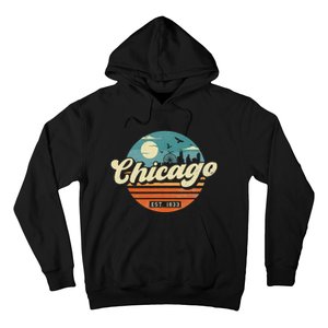 Chicago Illinois Retro Skyline Night Il Souvenirs Hoodie