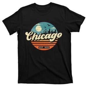 Chicago Illinois Retro Skyline Night Il Souvenirs T-Shirt