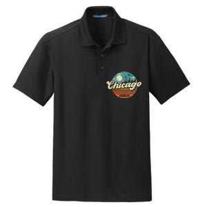 Chicago Illinois Retro Skyline Night Il Souvenirs Dry Zone Grid Polo