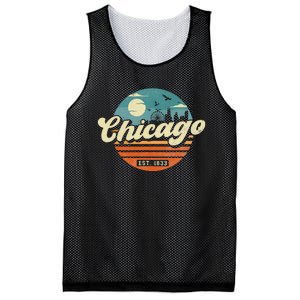 Chicago Illinois Retro Skyline Night Il Souvenirs Mesh Reversible Basketball Jersey Tank