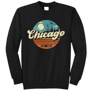 Chicago Illinois Retro Skyline Night Il Souvenirs Tall Sweatshirt