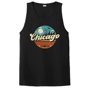 Chicago Illinois Retro Skyline Night Il Souvenirs PosiCharge Competitor Tank