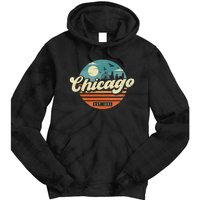 Chicago Illinois Retro Skyline Night Il Souvenirs Tie Dye Hoodie