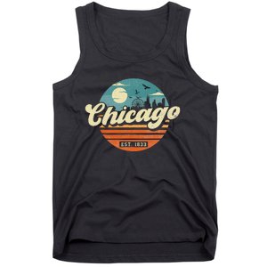 Chicago Illinois Retro Skyline Night Il Souvenirs Tank Top