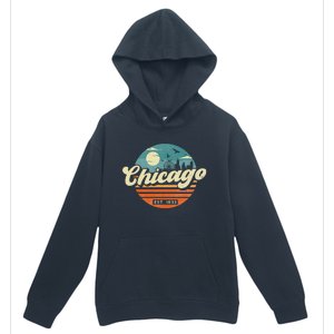 Chicago Illinois Retro Skyline Night Il Souvenirs Urban Pullover Hoodie