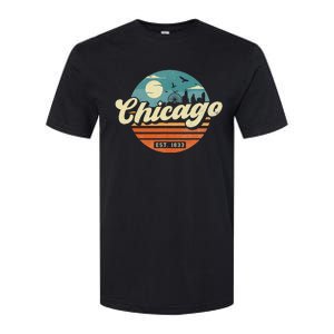 Chicago Illinois Retro Skyline Night Il Souvenirs Softstyle CVC T-Shirt