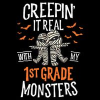 Creepin It Real With My 1st Grade Monsters Halloween Teacher Button