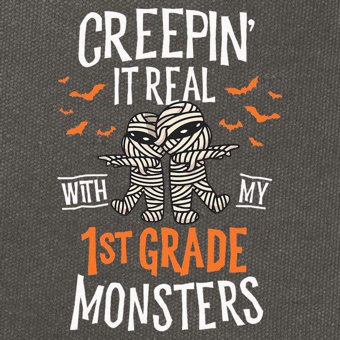 Creepin It Real With My 1st Grade Monsters Halloween Teacher Cotton Canvas Backpack