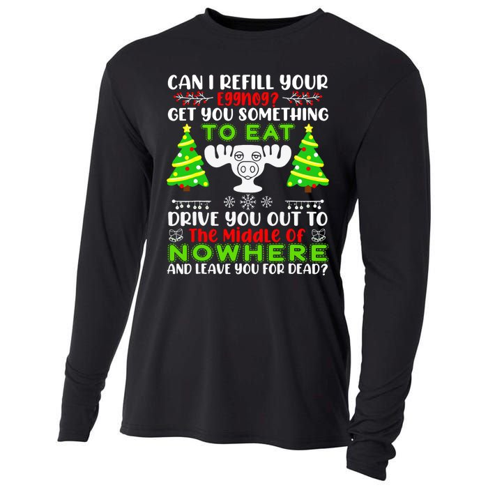 Can I Refill Your Eggnog Funny Christmas Vacation Quote Cooling Performance Long Sleeve Crew