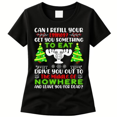 Can I Refill Your Eggnog Funny Christmas Vacation Quote Womens T-Shirt