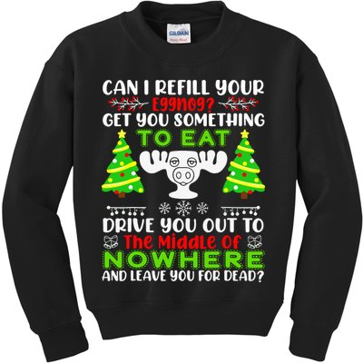 Can I Refill Your Eggnog Funny Christmas Vacation Quote Kids Sweatshirt