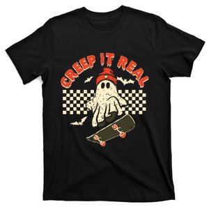 Creep It Real Skateboarding Retro Halloween Ghost Costume T-Shirt