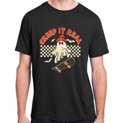 Creep It Real Skateboarding Retro Halloween Ghost Costume Adult ChromaSoft Performance T-Shirt