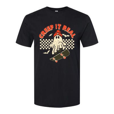 Creep It Real Skateboarding Retro Halloween Ghost Costume Softstyle CVC T-Shirt