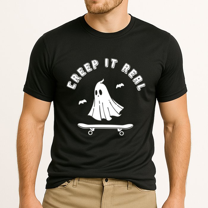 Creep It Real Skateboard Ghost Skateboarding Halloween Cooling Performance Crew T-Shirt
