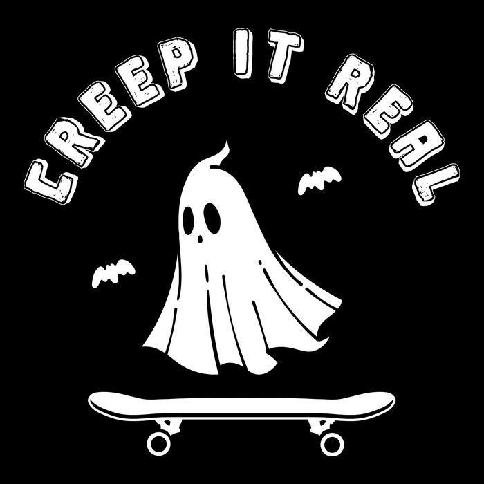 Creep It Real Skateboard Ghost Skateboarding Halloween 7-Panel Snapback Hat