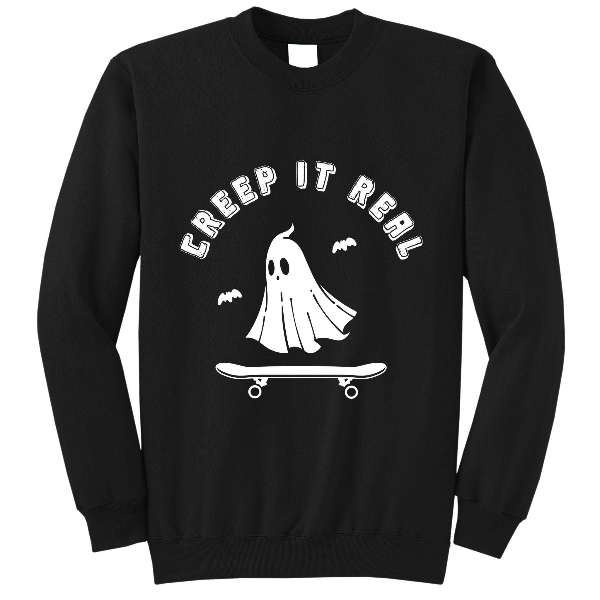 Creep It Real Skateboard Ghost Skateboarding Halloween Tall Sweatshirt