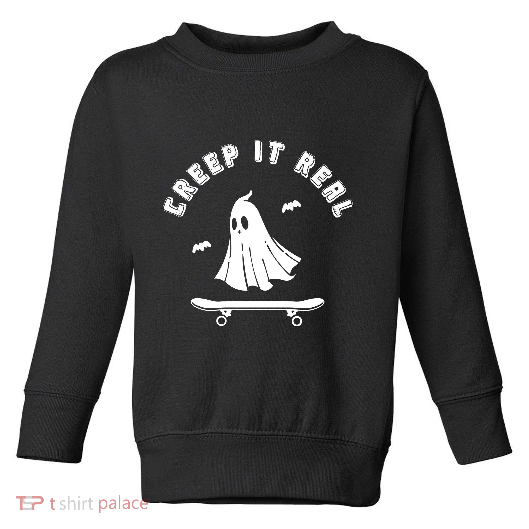 Creep It Real Skateboard Ghost Skateboarding Halloween Toddler Sweatshirt