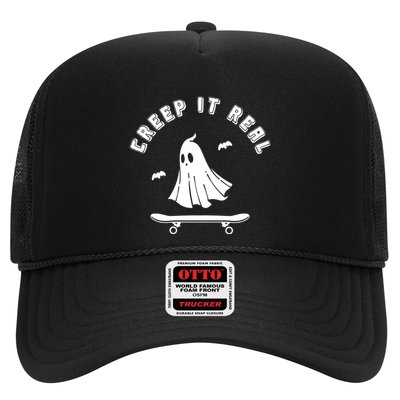 Creep It Real Skateboard Ghost Skateboarding Halloween Trucker Hat