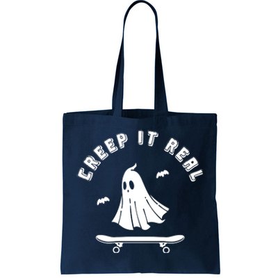 Creep It Real Skateboard Ghost Skateboarding Halloween Tote Bag