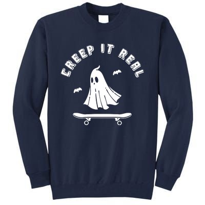 Creep It Real Skateboard Ghost Skateboarding Halloween Tall Sweatshirt