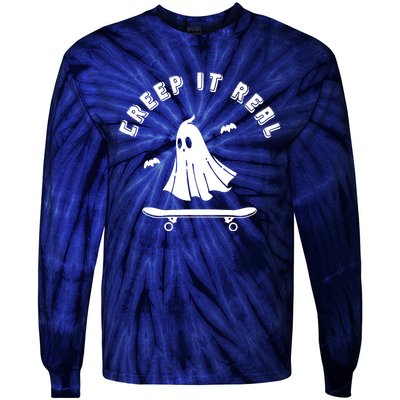 Creep It Real Skateboard Ghost Skateboarding Halloween Tie-Dye Long Sleeve Shirt