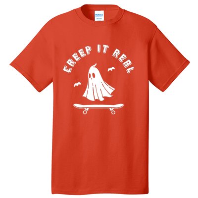 Creep It Real Skateboard Ghost Skateboarding Halloween Tall T-Shirt