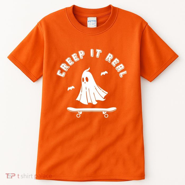 Creep It Real Skateboard Ghost Skateboarding Halloween Tall T-Shirt