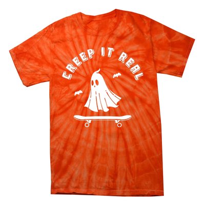 Creep It Real Skateboard Ghost Skateboarding Halloween Tie-Dye T-Shirt