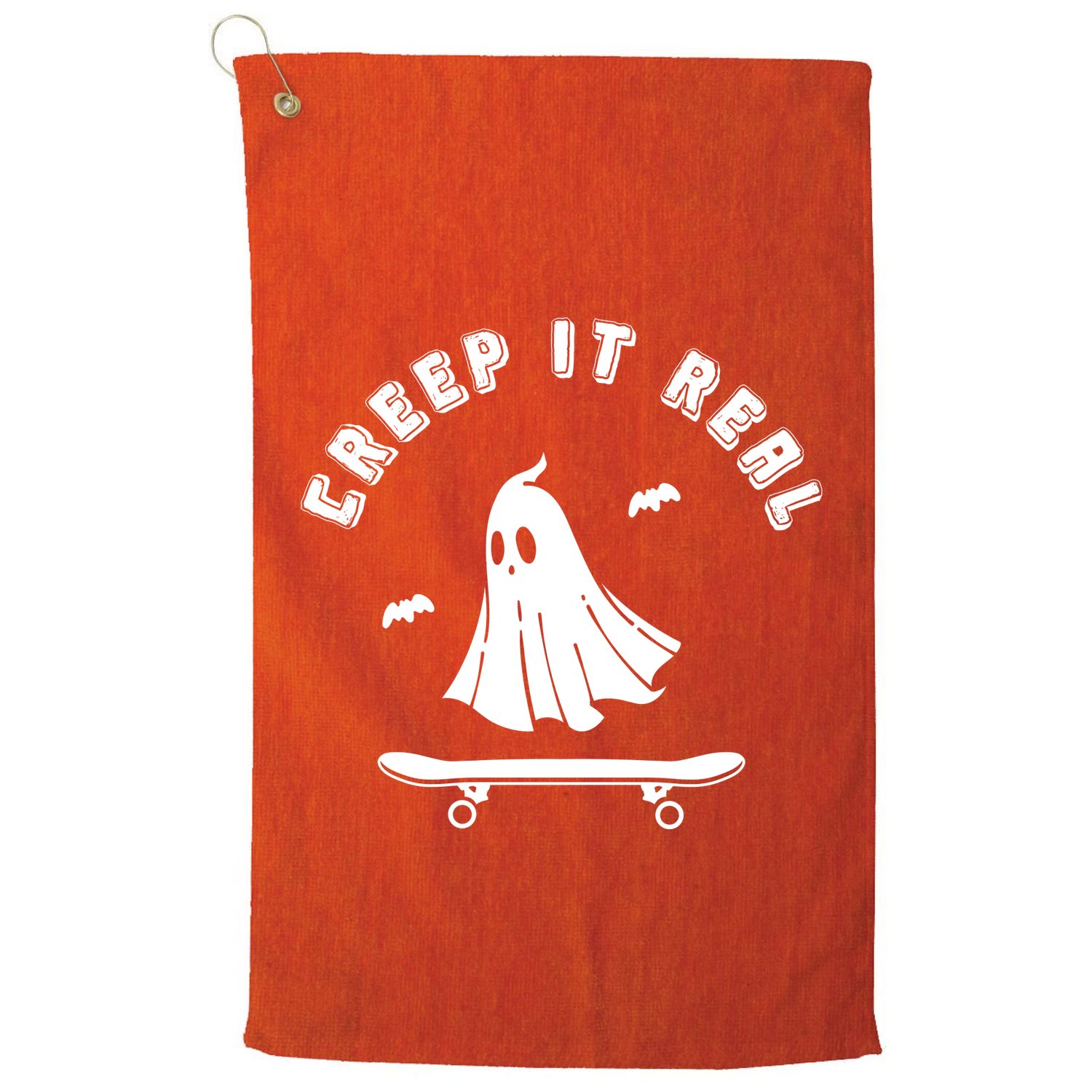 Creep It Real Skateboard Ghost Skateboarding Halloween Golf Towel