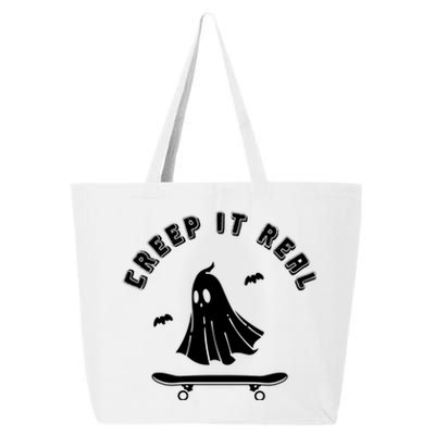 Creep It Real Skateboard Ghost Skateboarding Halloween 25L Jumbo Tote