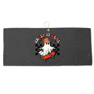 Creep It Real Skateboarding Ghost Retro Halloween Costume Cute Gift Large Microfiber Waffle Golf Towel