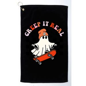 Creep It Real Skateboarding Ghost Retro Halloween Costume Cute Gift Platinum Collection Golf Towel