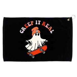 Creep It Real Skateboarding Ghost Retro Halloween Costume Cute Gift Grommeted Golf Towel