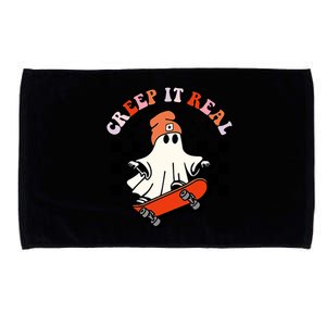 Creep It Real Skateboarding Ghost Retro Halloween Costume Cute Gift Microfiber Hand Towel