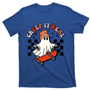 Creep It Real Skateboarding Ghost Retro Halloween Costume Cute Gift T-Shirt