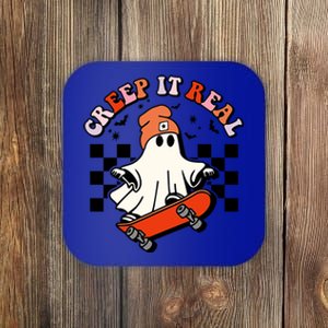 Creep It Real Skateboarding Ghost Retro Halloween Costume Cute Gift Coaster