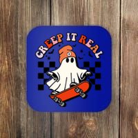 Creep It Real Skateboarding Ghost Retro Halloween Costume Cute Gift Coaster