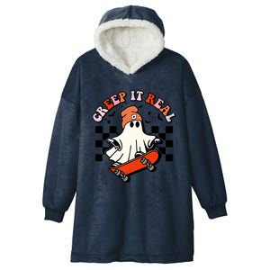 Creep It Real Skateboarding Ghost Retro Halloween Costume Cute Gift Hooded Wearable Blanket