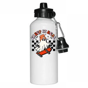 Creep It Real Skateboarding Ghost Retro Halloween Costume Cute Gift Aluminum Water Bottle