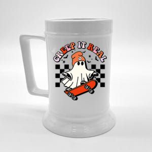 Creep It Real Skateboarding Ghost Retro Halloween Costume Cute Gift Beer Stein