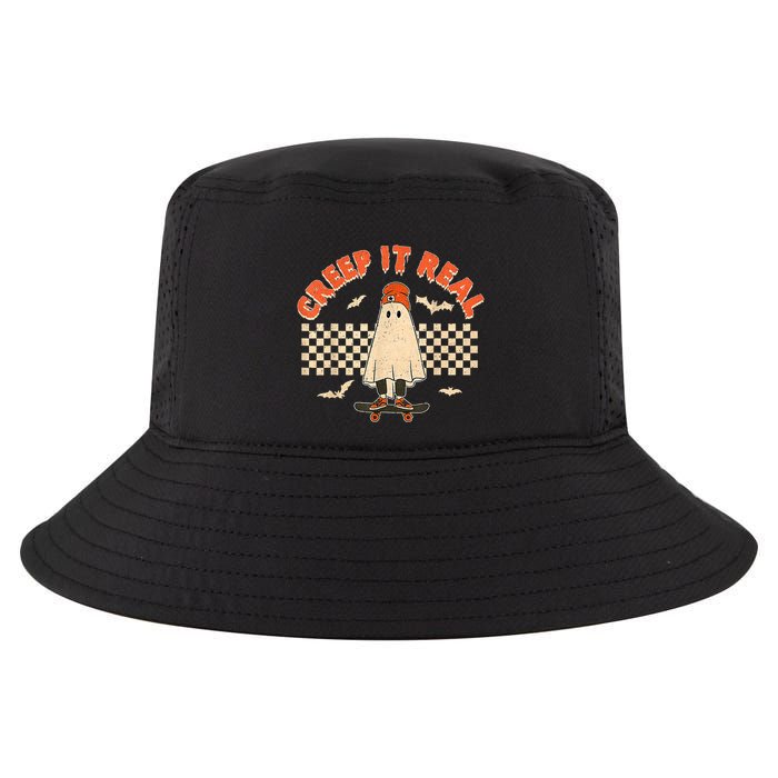 Creep It Real Skateboarding Ghost Retro Halloween Costume Cool Comfort Performance Bucket Hat